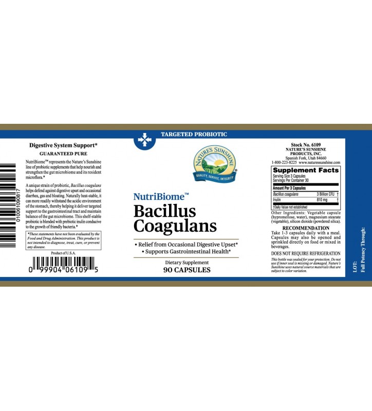 NutriBiome Bacillus Coagulans Probiotics (90 Caps)